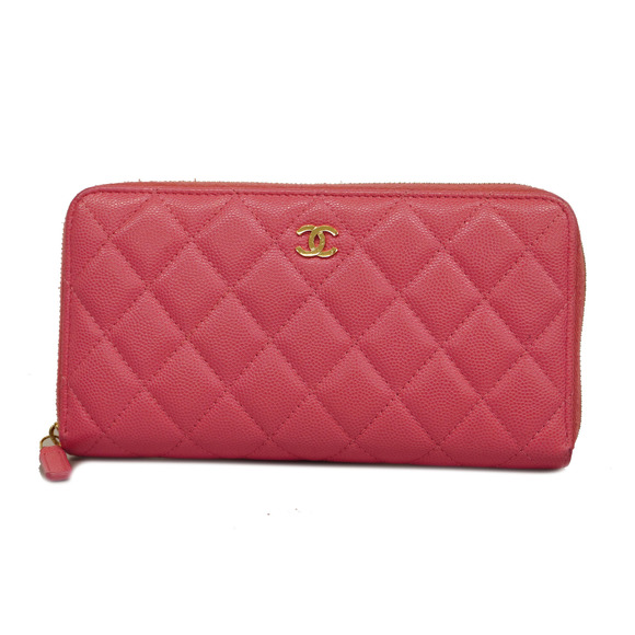 CHANEL Handbags - CHANELAuth Matelasse Gold Hardware Women's Caviar Leather Long Wallet Pink